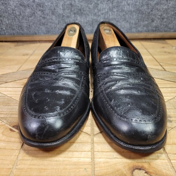 Magnanni Men's Size 9 M Black Genuine Ostrich Penny Loafers Made in Spain - Picture 4 of 13